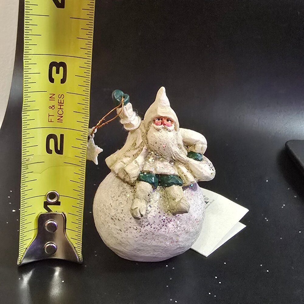 NWT Pam Schifferl Santa On Glittered Snowball Ornament Star Accents by Midwest - Picture 11 of 13